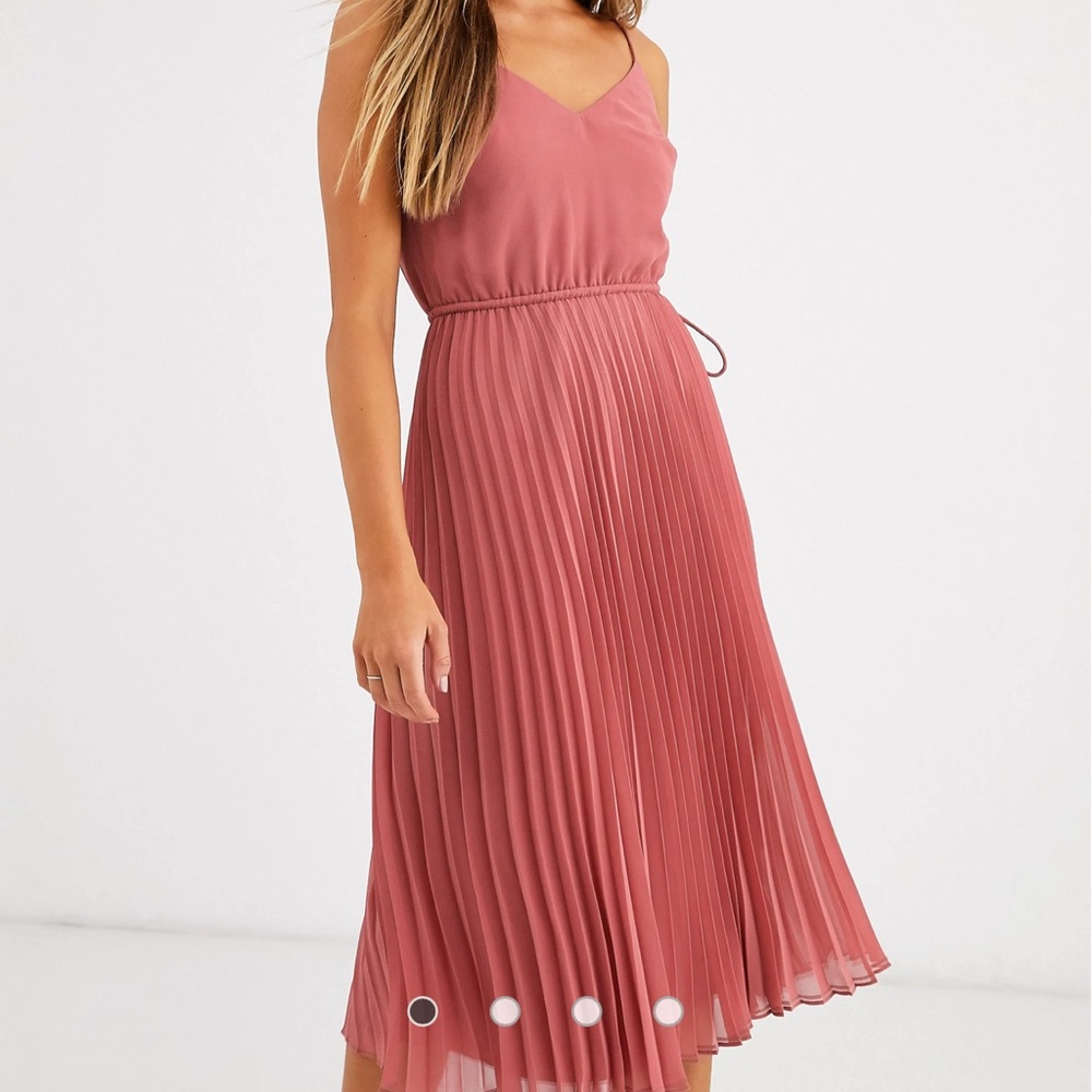 ASOS Dusty Rose Pleated Midi Dress